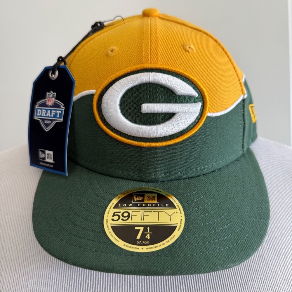 New Era Green Bay Packers Hat Mens Size 7 1/4 Fitted 2019 NFL Draft Day Fan Gear
